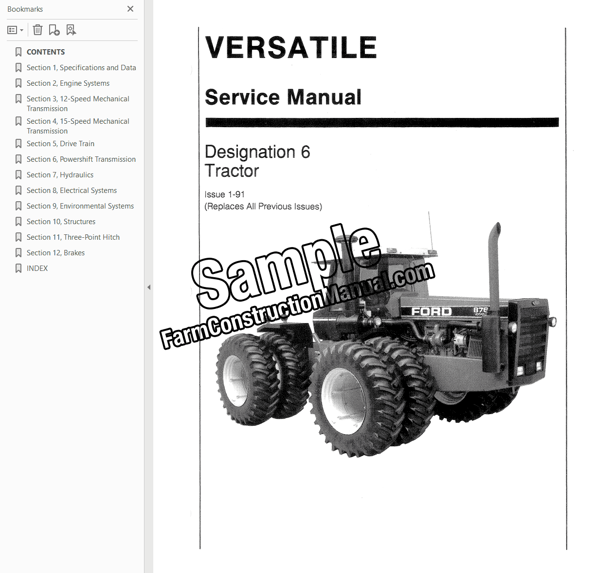 Versatile 836, 846, 856, 876, 936, 946, 956, 976 Tractor Service Manual - Image 2